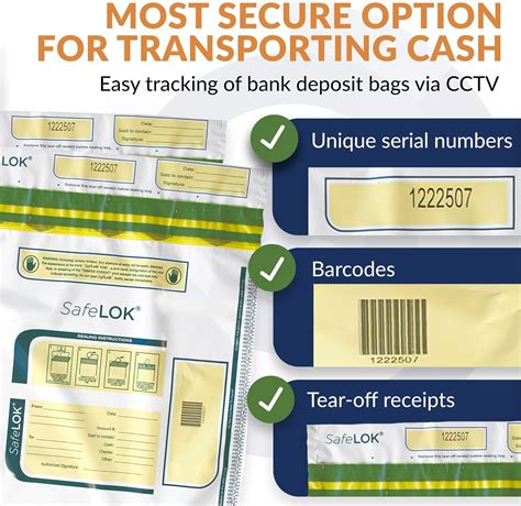 Buy CONTROLTEK SafeLOK Tamper-Evident Seal Cash Deposit Bags - Money ...