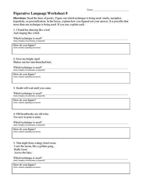 Printable Figurative Language Worksheets