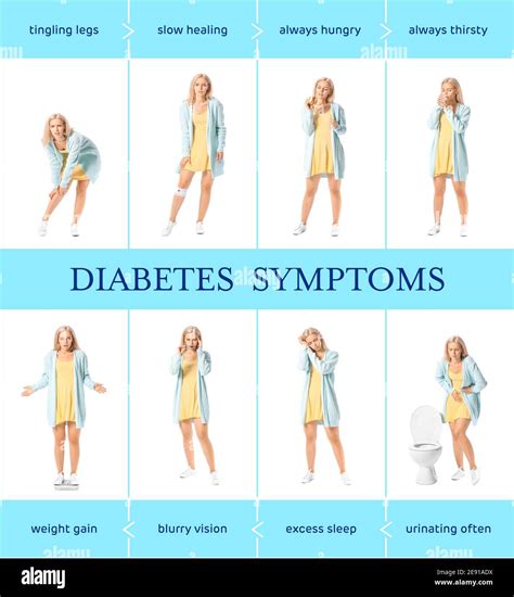 Young woman with diabetes symptoms on white background Stock Photo - Alamy