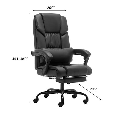 MELLCOM Massage Office Chair with Extendable Footrest, Pu Leather ...