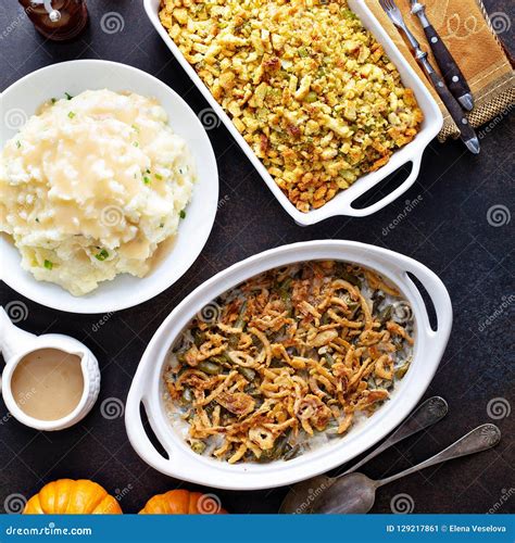 All Traditional Thanksgiving Side Dishes Stock Image - Image of ...