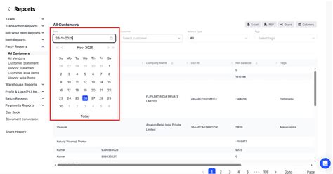 How to view and download the closing balance of all customers on a ...