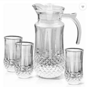 TRILOKNKS Set of 1-Piece Jug and 6- Pieces Glasses Transparent Pack of ...