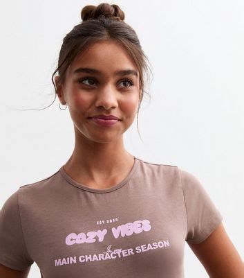 Girls Mink Cosy Vibes Bubble Print T-Shirt | New Look