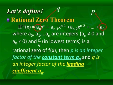 Rational zero of polynomial function | PPT