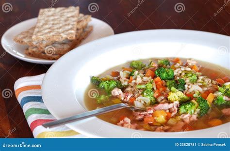 Rabbit Soup with Barley and Vegetables Stock Image - Image of sunday ...