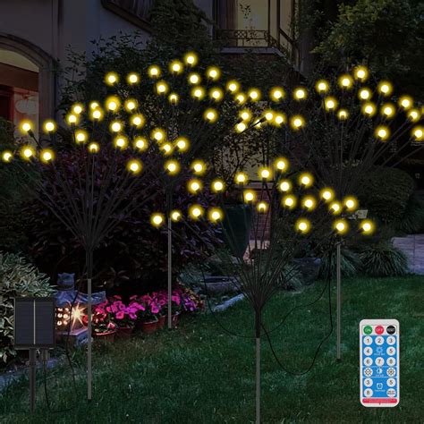 Firefly Solar Lights Outdoor AcaJoe 4 Pack 8 LED Light Bulbs Starburst ...