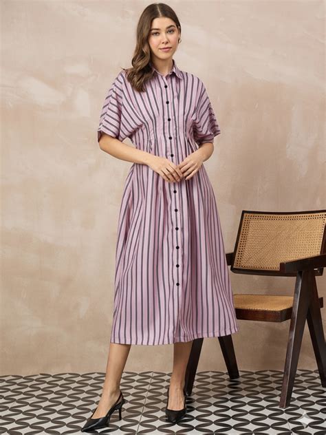 Pure Linen Pin-Tucked Midi Dress