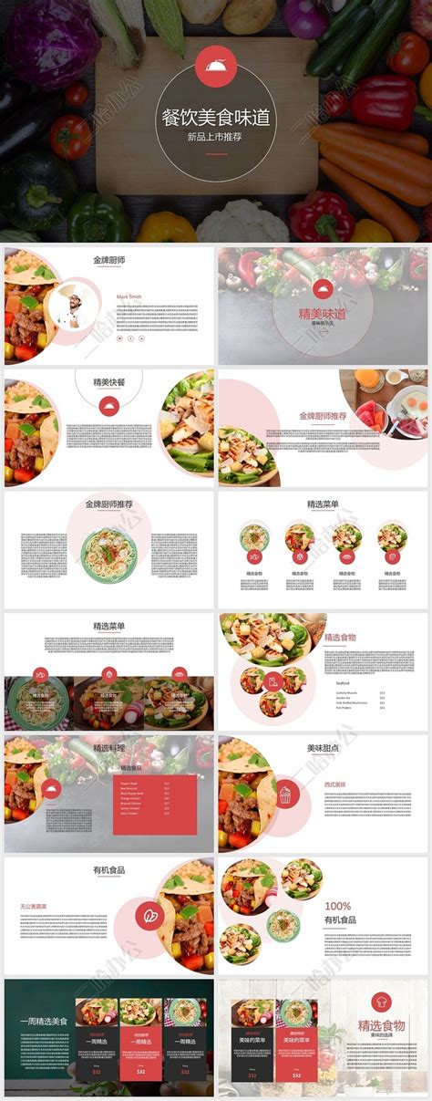 餐饮美食特色小吃美食行业宣传PPT模板-二哈办公