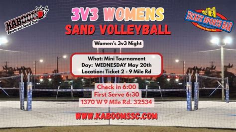 3v3 Womens Sand Volleyball Mini Tourney / Ticket Sports Bar #2 (5/20/26 ...