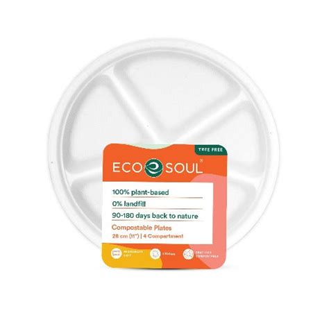 Buy 11 Inch Round 4 Compartment Biodegradable Plates| EcoSoul – ECOSOUL ...