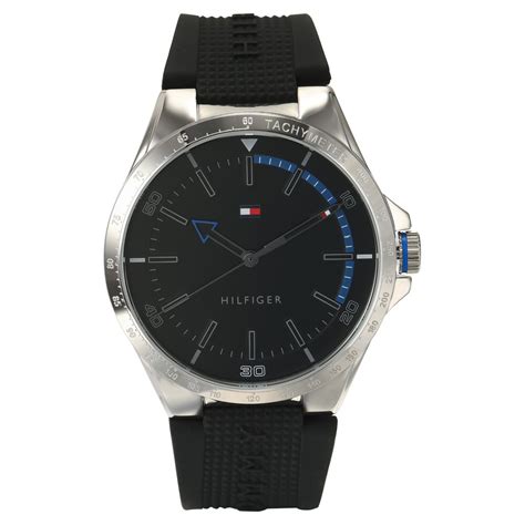 Buy Online Tommy Hilfiger Quartz Analog Black Dial Silicone Strap Watch ...
