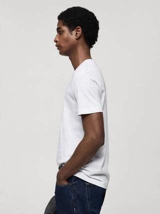 Mango Chelsea Cotton V-Neck Slim Fit Tee, White