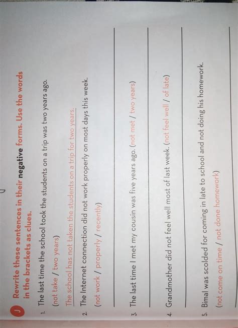 Write in negative .use bracket words for clues - Brainly.in