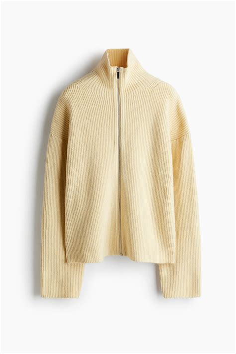 Cardigan with Zipper - Light yellow - Ladies | H&M US