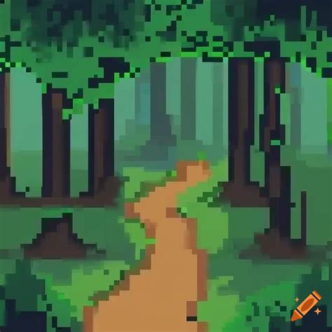 Path going in to a forest, pixel art on Craiyon
