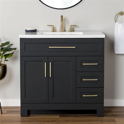 Style Selections Cauley 36-in Black Single Sink Bathroom Vanity with ...