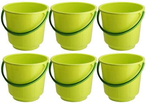 Kuber Industries 6 Pieces Unbreakable Strong Plastic Bathroom Bucket 13 ...