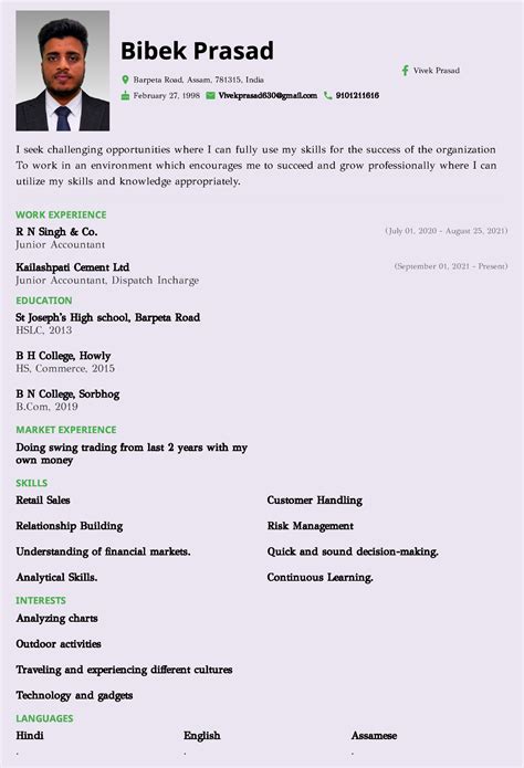 CV t - Bibek Prasad Barpeta Road, Assam, 781315, India February 27 ...