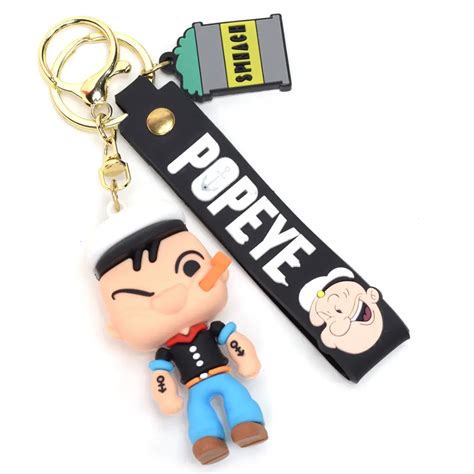 Fat Face Popeye the Sailor Man Keychain - Classic Cartoon Figure with ...
