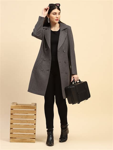 Grey Solid Long Coat – Global Republic