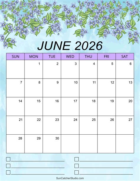 Monthly Calendar Printable June 2026 - Free Printable Templates