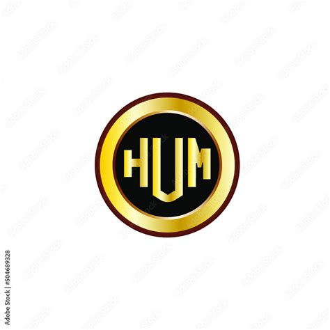 HUM letter circle logo design. HUM letter logo design with black ...