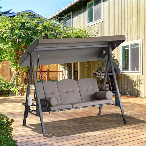 Outsunny 3-Seat Patio Swing Chair, Outdoor Porch Swing Glider with ...