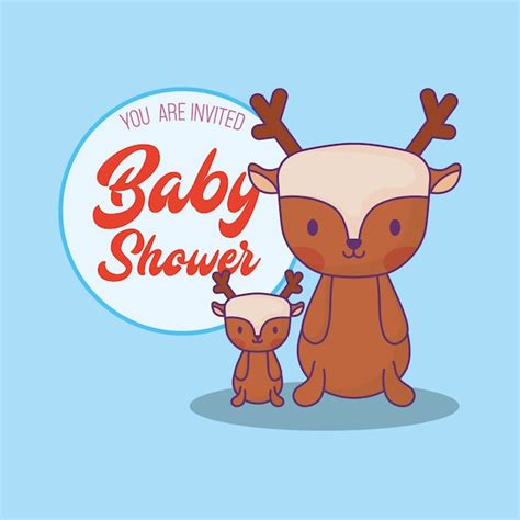 Invitation de douche de bébé avec l'icône de cerfs mignon | Vecteur Premium