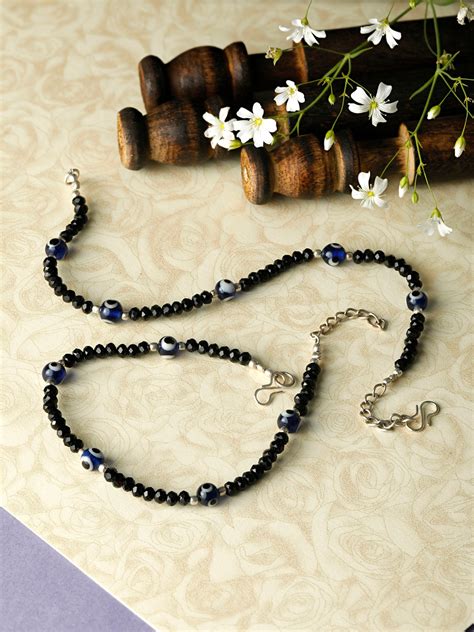 Priyaasi Black Stones Evil Eye Anklets