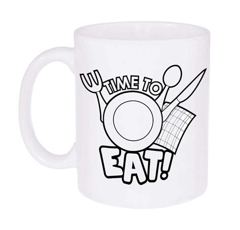 Buy Make My Gift-White Ceramic Mug # ' Time to Eat'Printed Coffee Mug ...