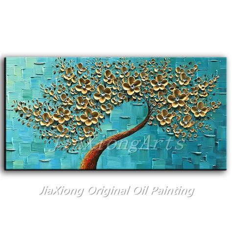 Buy Oil Painting Golden Flowers Original Art on Canvas 3D Texture ...