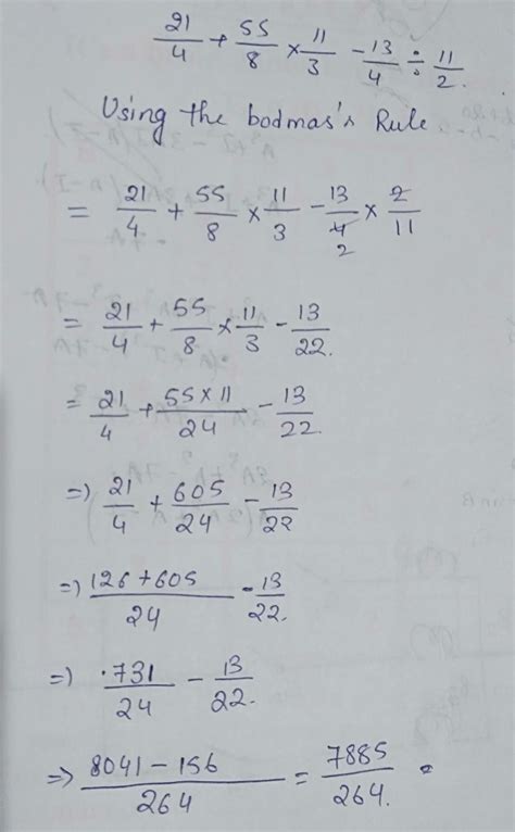 simplify: 2 1/4 + 5 5/8 x 1 1/3 - 1 3/4 divide 1 1/2 - Brainly.in