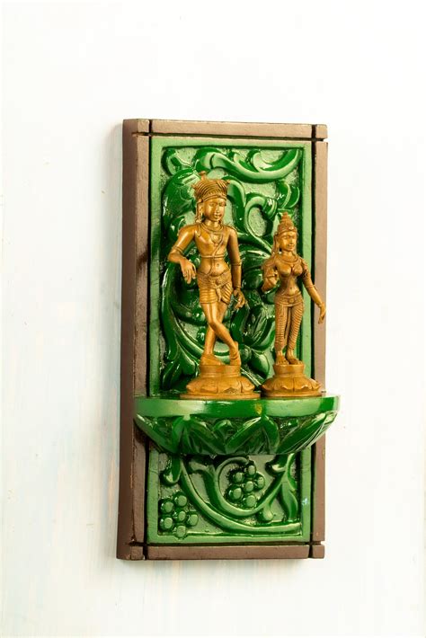 Antique Finished Rishaba Devar Set 6" placed on a hand crafted wooden ...