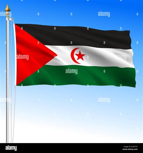 Sahrawi Republic, Western Sahara official waving flag, african country ...