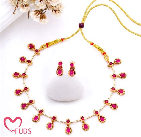 Bright Pink Stone Necklace Set – FUBS