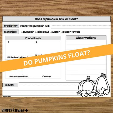 Pumpkin Science Experiments Sink or Float - Simply Kinder + Printable ...