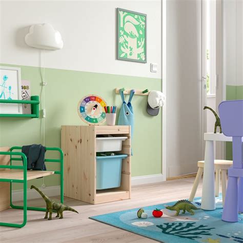 TROFAST storage combination with boxes, light white stained pine white ...