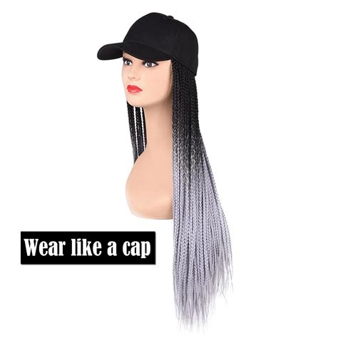 Buy Long Braids Cap Wigs Rainbow Braids with Baseball Hat for Black ...