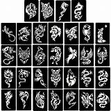 Buy 4 Sheets Temporary Tattoo Stencils, 32pcs Animal Patterns Henna ...