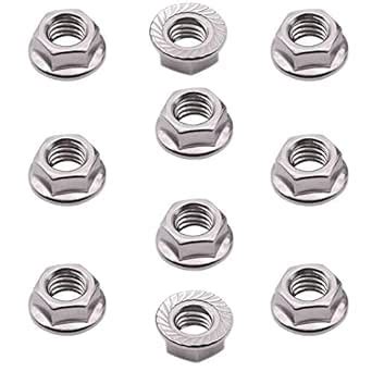 M10 Serrated Flange Hex Lock Nuts, SpzcdZa 10pcs 304 Stainless Steel ...