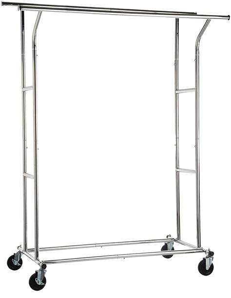 AmazonBasics Rolling Double Rail Clothing Garment Rack on Wheels ...