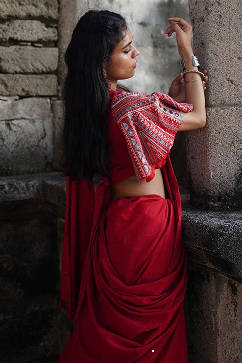 Okhai "Rangeelo" Hand-Embroidered Mirrorwork Pure Cotton Wrap Blouse ...