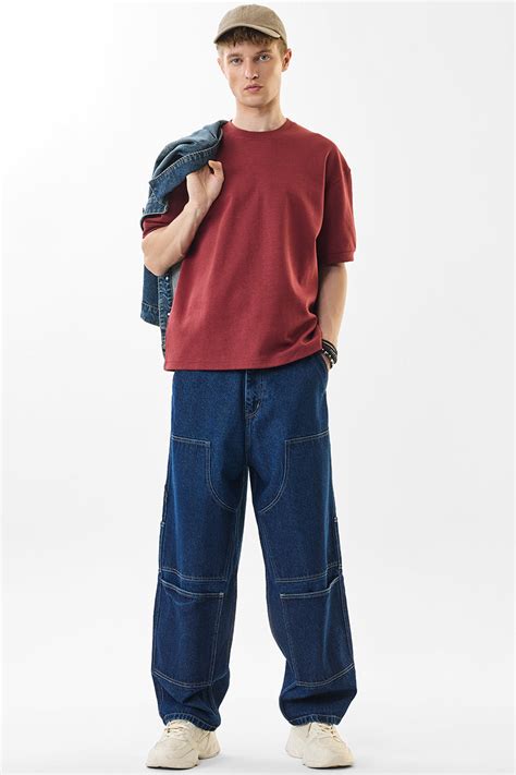 Buy Men's Baggy Fit Mid Rise Blue Cargo Pants Online | Snitch – SNITCH