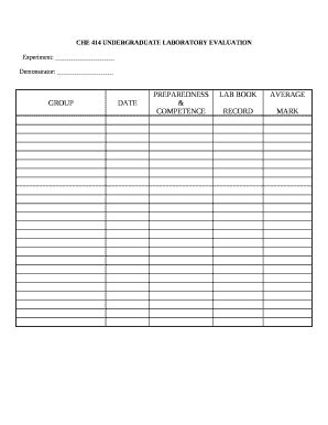 CHE 414 UNDERGRADUATE LABORATORY EVALUATION Doc Template | pdfFiller