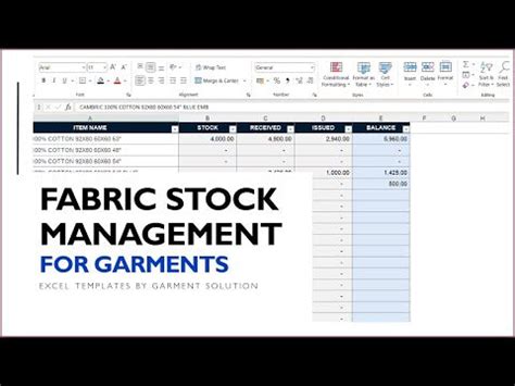 Fabric Movement and Stock Management Excel Template – GARMENT SOLUTIONS