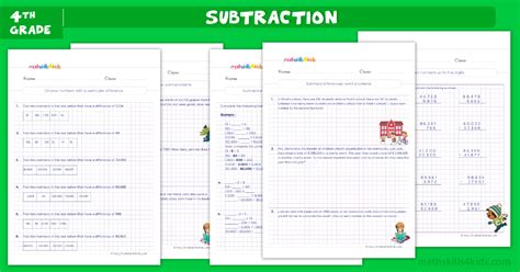 Image result for Basic Math Worksheets Grade 4 Subtraction