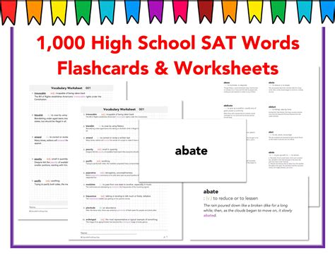 Printable Vocabulary Flashcards Sat Words