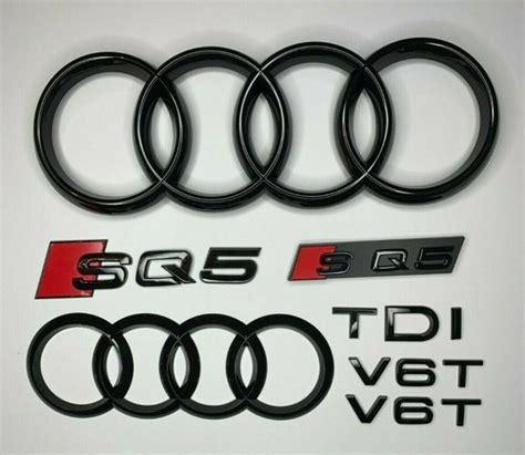 Buy Audi SQ5 Gloss Black Set Kit of Front Rings Badge Grille Boot Lid ...