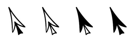 Doodle arrow クリックアイコン 手描きマウスカーソルベクトル スケッチのボタンポインタのイラスト | Premiumベクトル素材